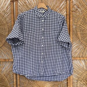 Madewell Blue Gingham Short-Sleeve Button-Up Shirt 100% cotton size large
